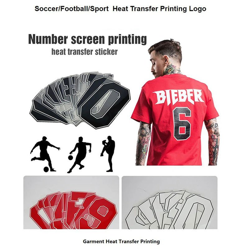 cheap Heat Transfer Vinyl team numbers Basketball soccer jersey logo dtf printed sticker for t-shirts heat transfers