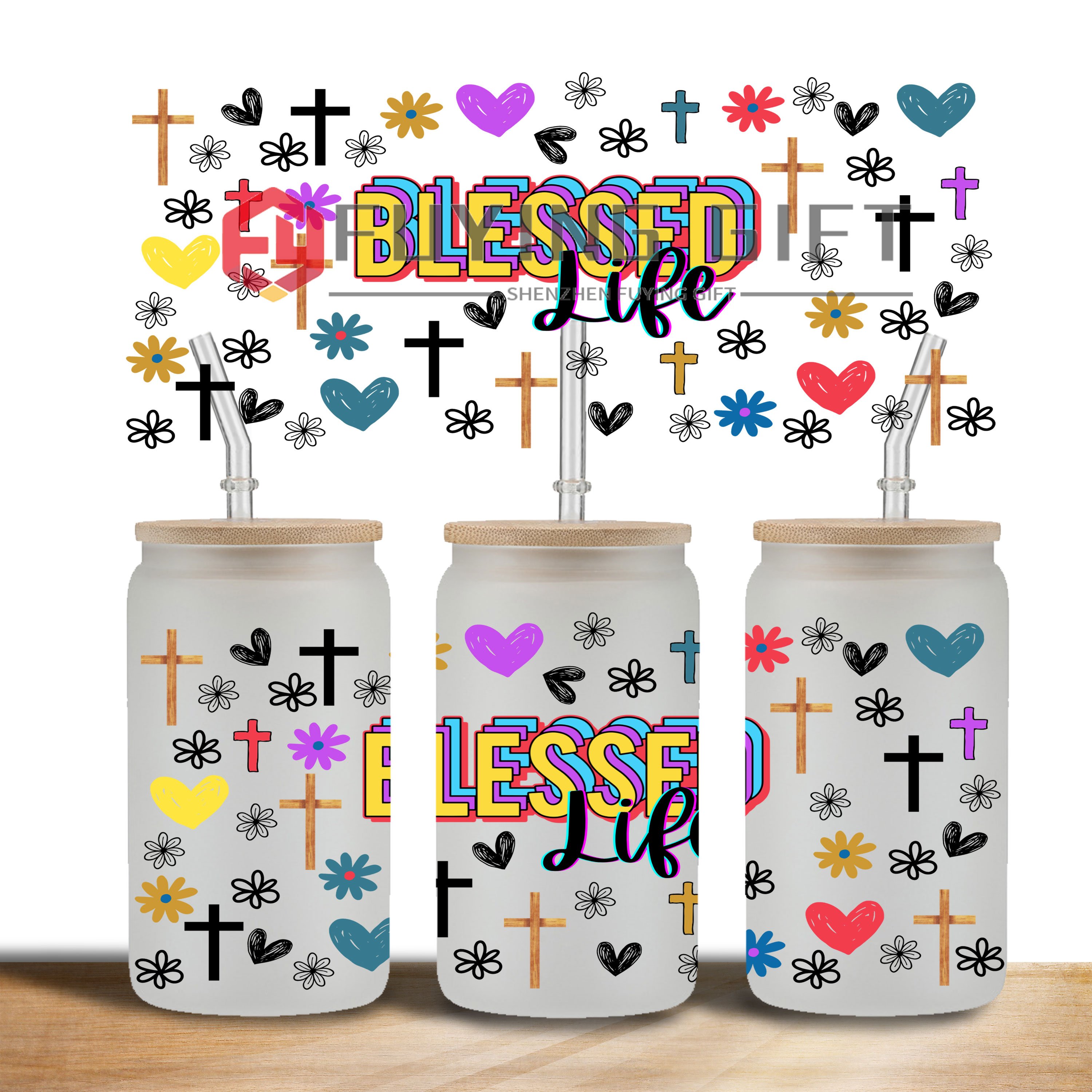 Low price wholesale uvdtf cup wraps 16oz religious jesus bible scripture transfers prints custom uv dtf decals stickers