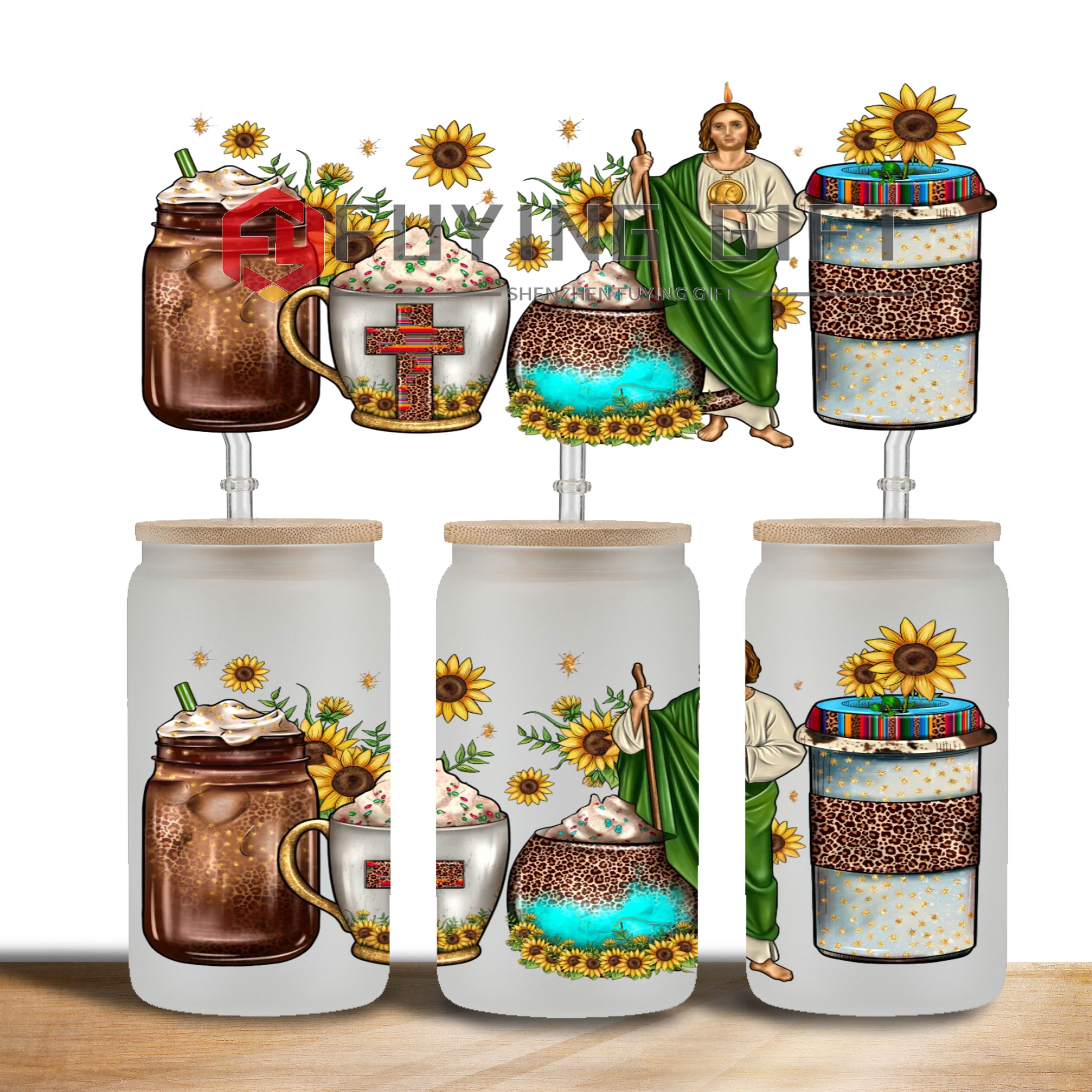 Low price wholesale uvdtf cup wraps 16oz religious jesus bible scripture transfers prints custom uv dtf decals stickers