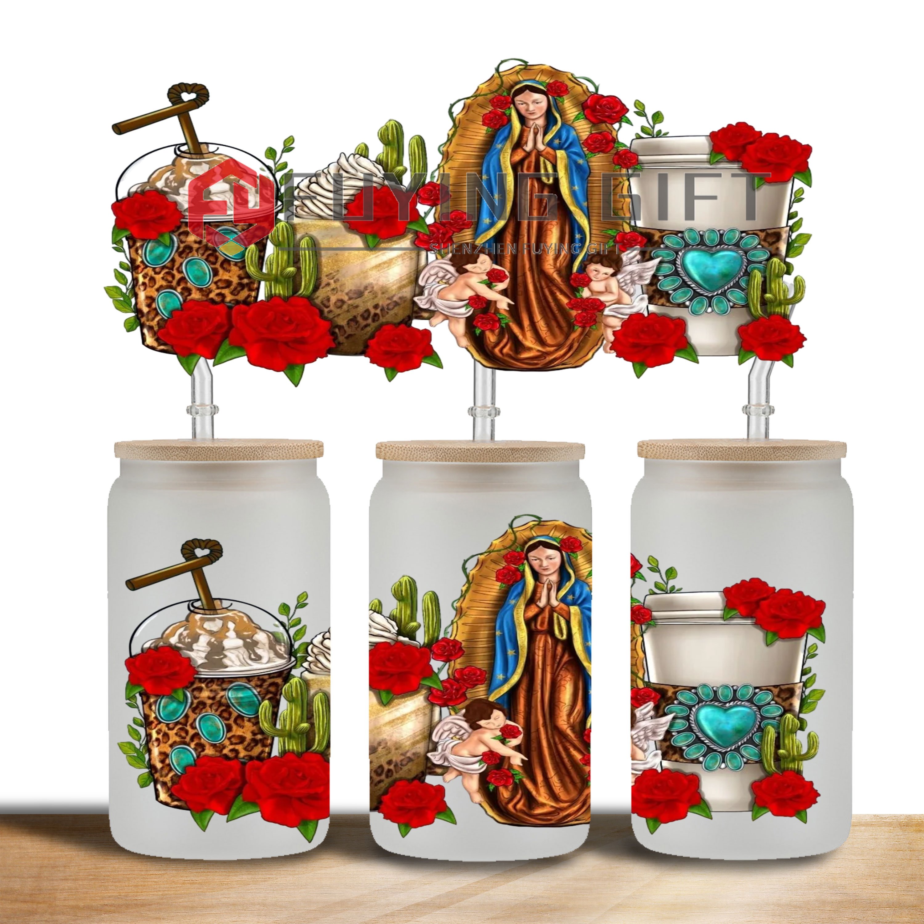 Low price wholesale uvdtf cup wraps 16oz religious jesus bible scripture transfers prints custom uv dtf decals stickers