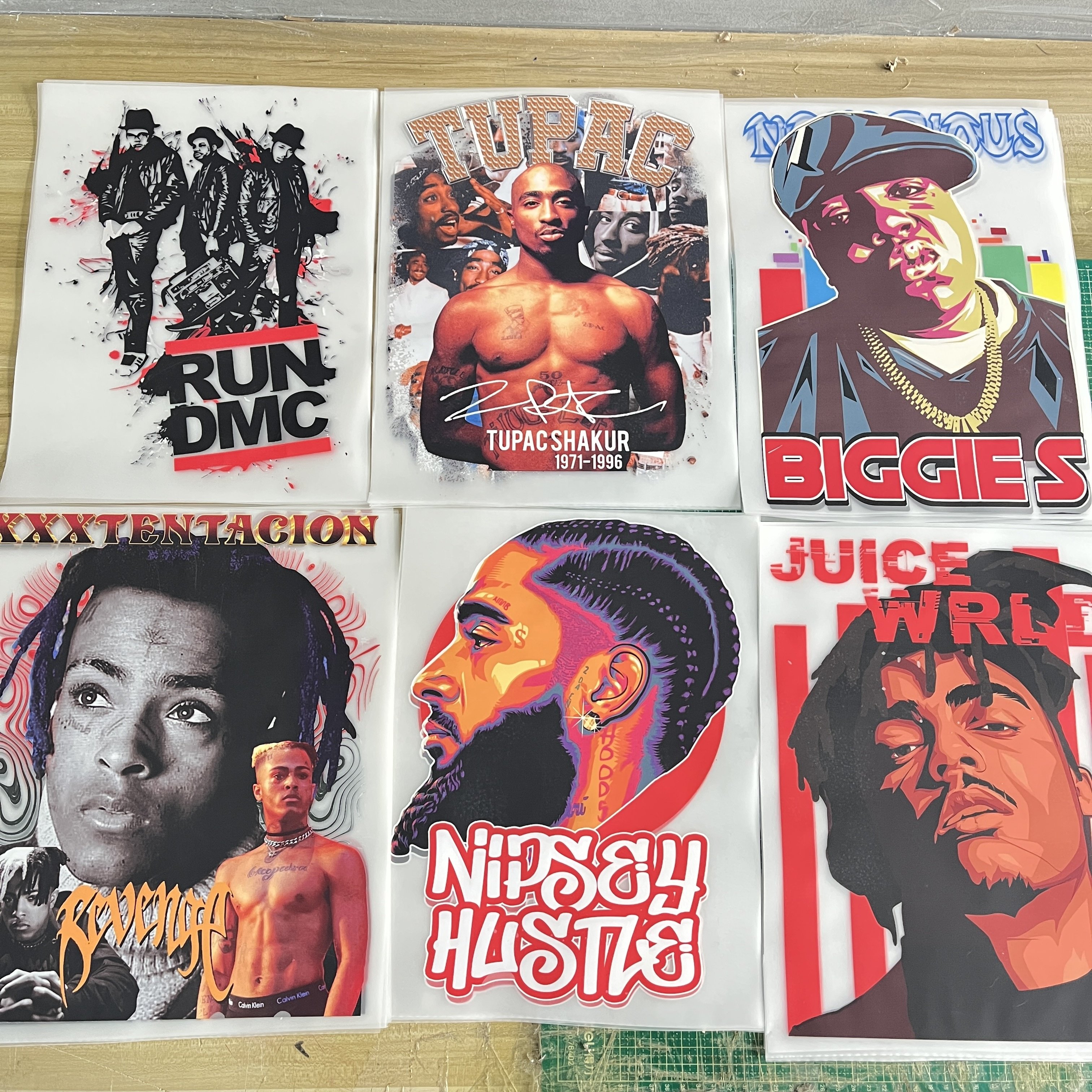 Fabricators customised excellent quality logo heat transfer rapper designs sticker fastness iron on transfer print on t shirts