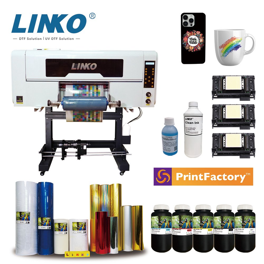 LINKO A3 + Uv dtf Film Stickers Printer with Varnish for Christmas Decor DIY Gifts Box Bags Card Printing on Demand UV Printing