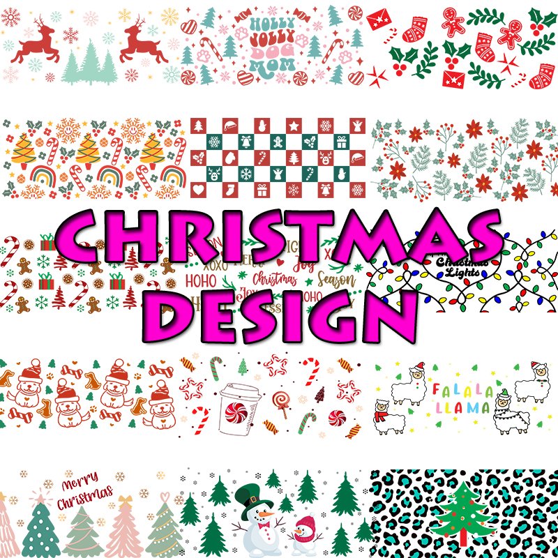 Wholesale Custom Halloween Christmas Design 16oz 20oz 24oz 40oz UVDTF Tumbler Sticker UV-DTF Decals UV DTF Cup Wrap Transfers