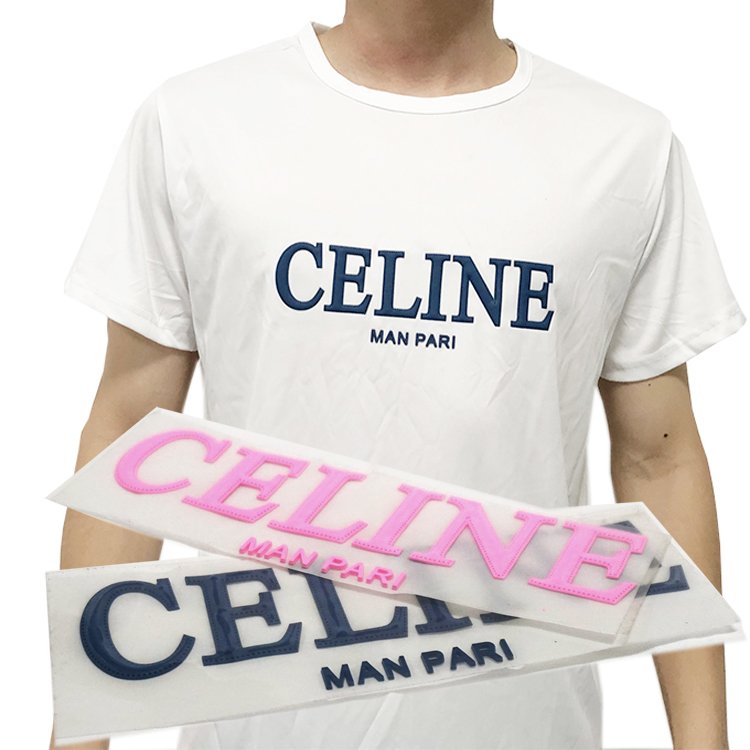 custom 3d logo pvc rubber sticker silicone raised patch logo label 3d silicon heat transfer printing for t-shirts