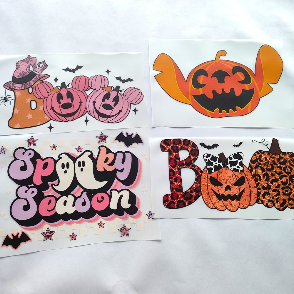 Washable Cute Ghouls Boo Sheet Thermal Decals Mama Life Stay Spooky Ghost Halloween Iron On DTF Heat Transfers For Clothing