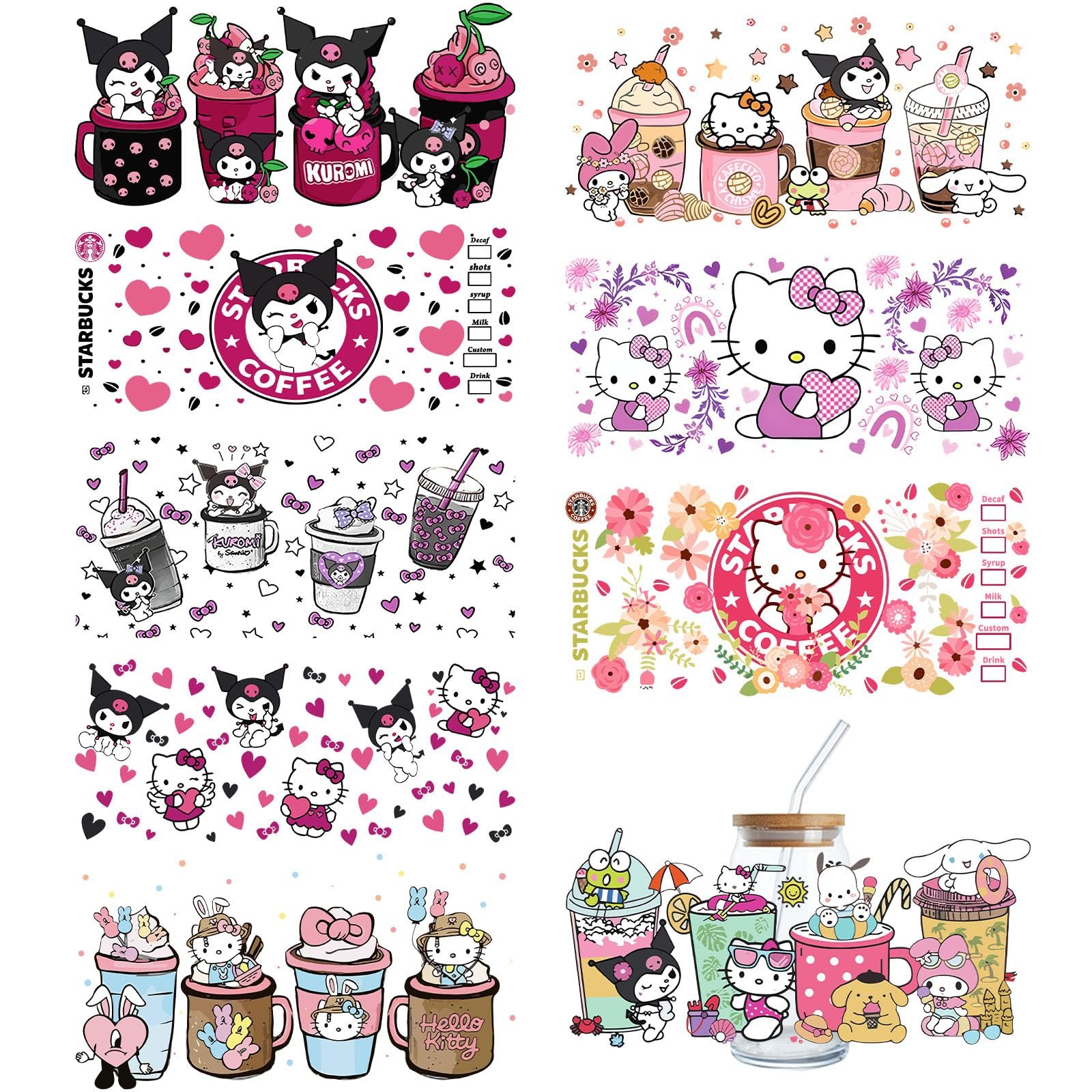 Custom multi-size uv dtf cup wraps transfers ready to transfer cup wrap printing sticker film printer uv dtf for cup wraps glass