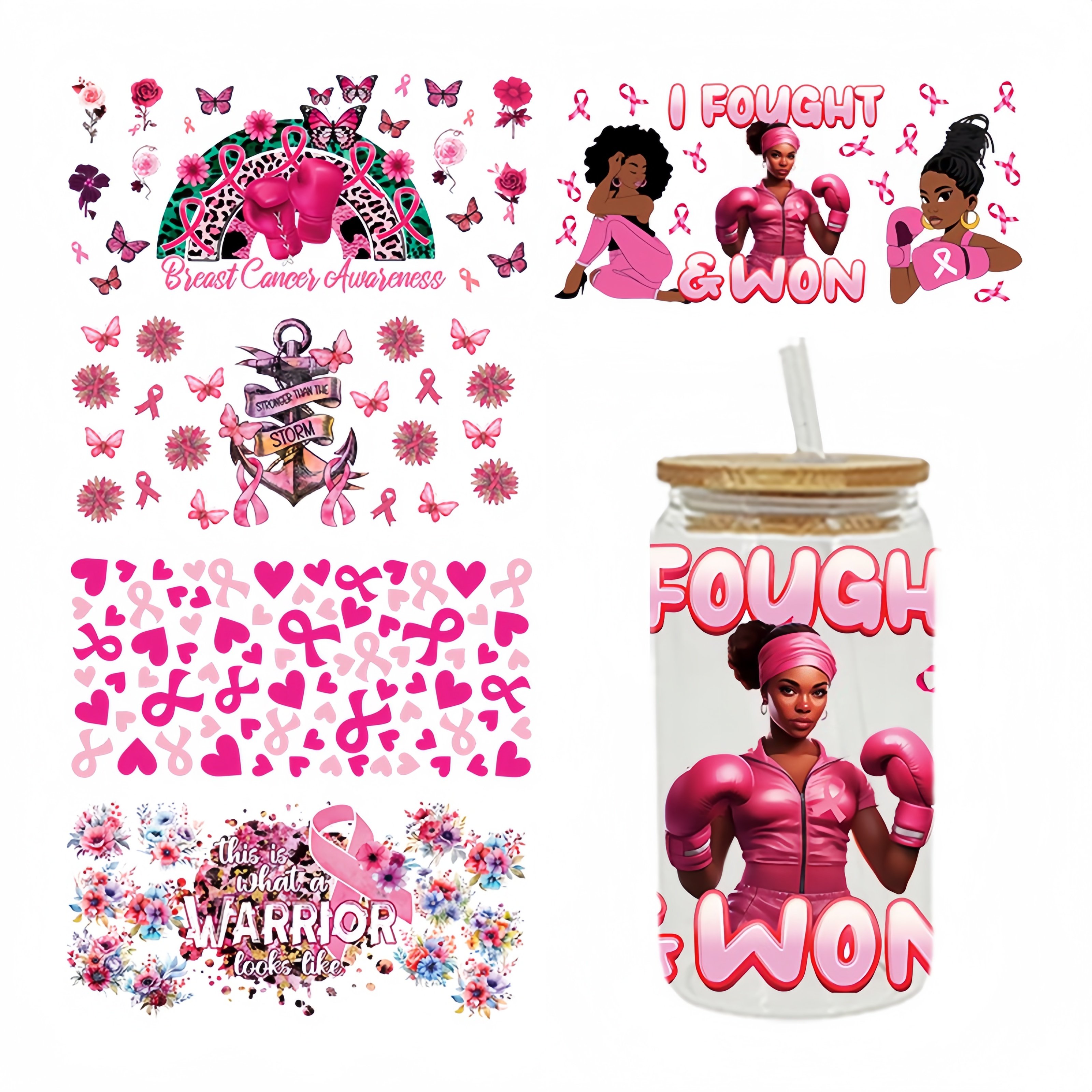 Wholesale custom 16oz Transparent Glass Cup Wrap fashion logo Waterproof UV DTF Cup Wrap Transfers Design Printing