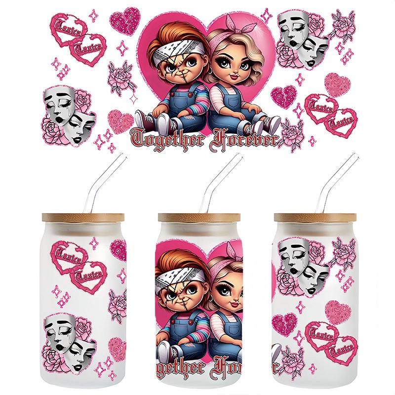 Wholesale custom 16oz Transparent Glass Cup Wrap fashion logo Waterproof UV DTF Cup Wrap Transfers Design Printing