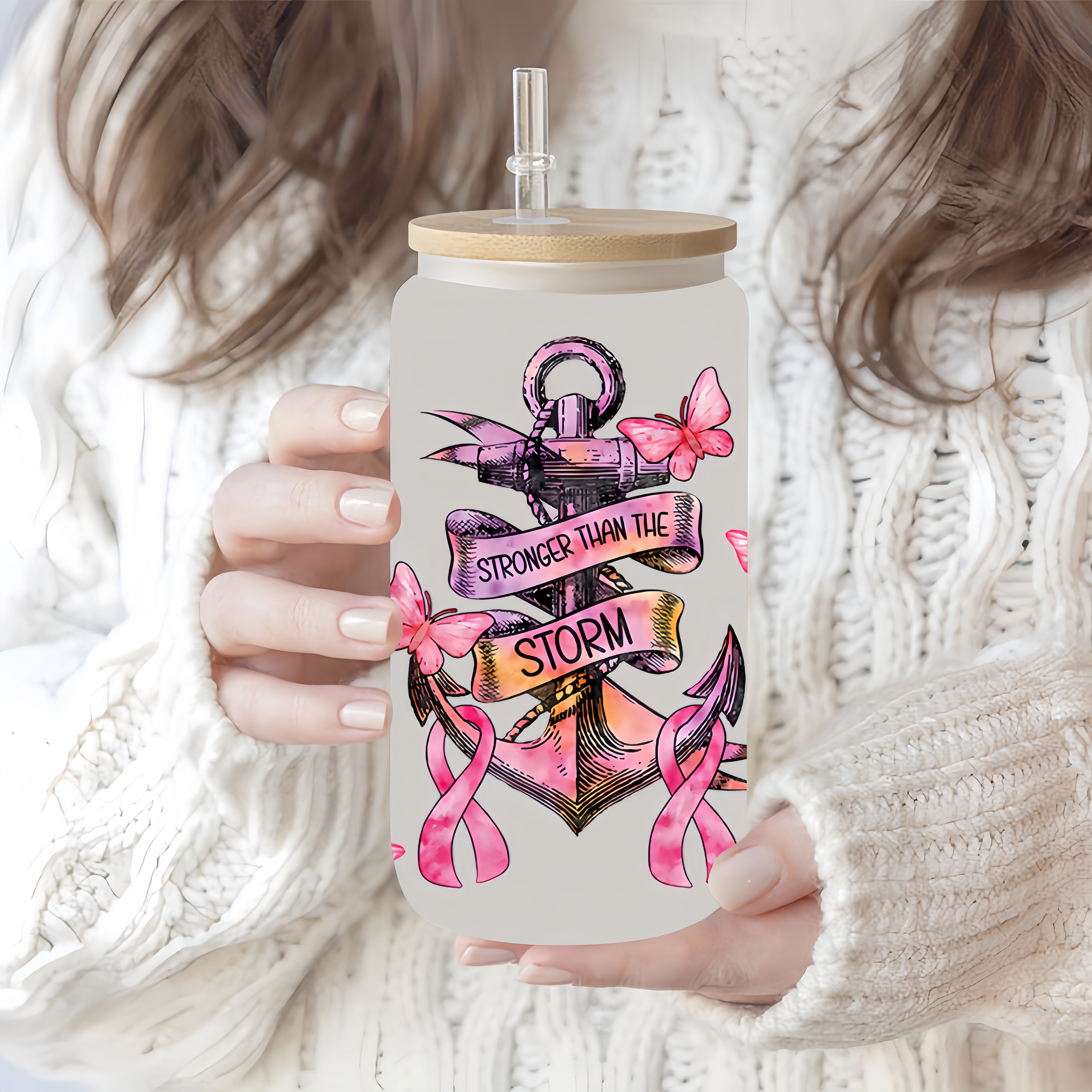 Wholesale custom 16oz Transparent Glass Cup Wrap fashion logo Waterproof UV DTF Cup Wrap Transfers Design Printing