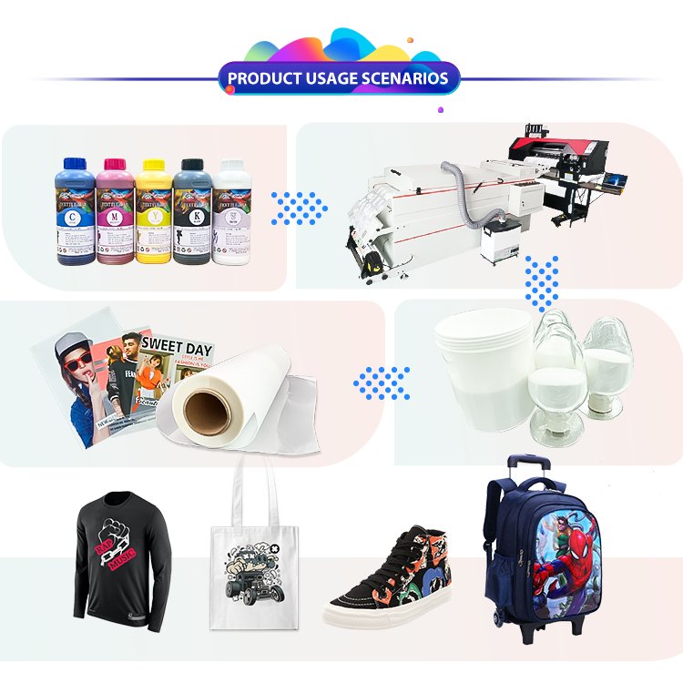 Cowint premium xp600 dtf textile pigment ink and powder pet foil for transfer printing