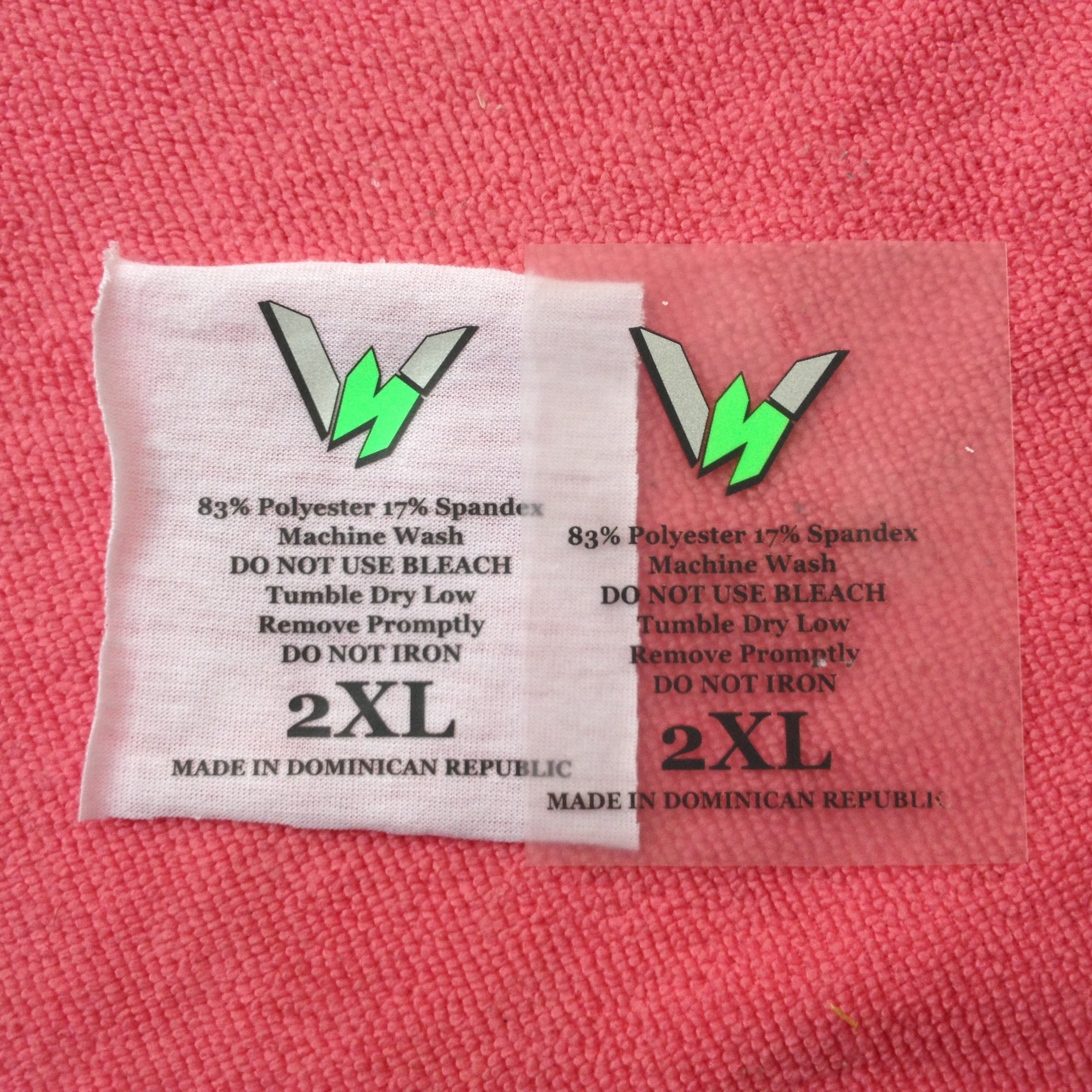 Transparent PET film heat transfer printing label for textile,heat pressed transfer label for fabric