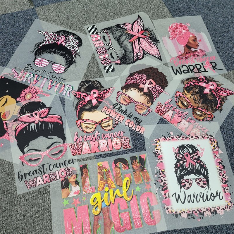 No Minimum Plastisol DTF Digital Nobody fights alone Breast Cancer Custom Ready To Press Heat Transfer Designs For T Shirts