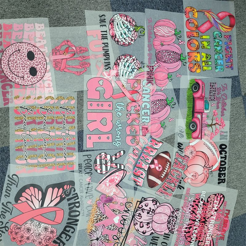 No Minimum Plastisol DTF Digital Nobody fights alone Breast Cancer Custom Ready To Press Heat Transfer Designs For T Shirts
