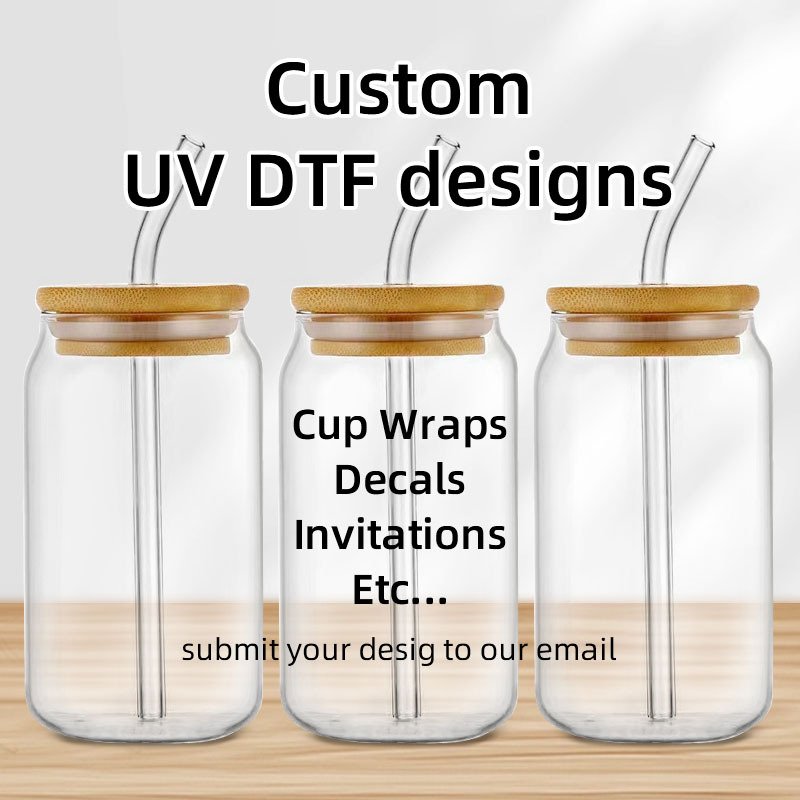 3D logo Wholesale sticker Transfer Printing For Cup wraps colorful iron on decals 16oz uv dtf libby wrap sticker