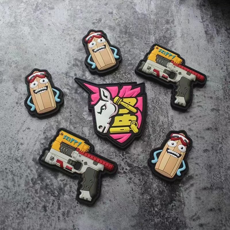 Custom 3D Soft PVC hat logo heat Embossed Custom PVC tactical clear pvc print patches mold Rubber patches for Garment