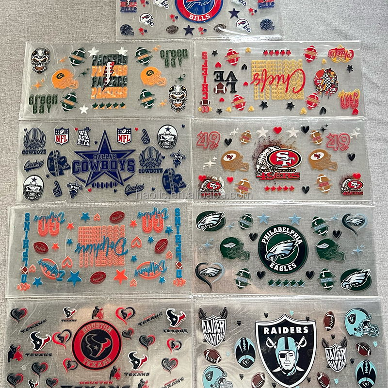Haolic Custom Logo Decals UV DTF Printing Sticker For Cups UV DTF Cup Wraps Football Teams Basketball UV DTF Cup Wrap Transfers