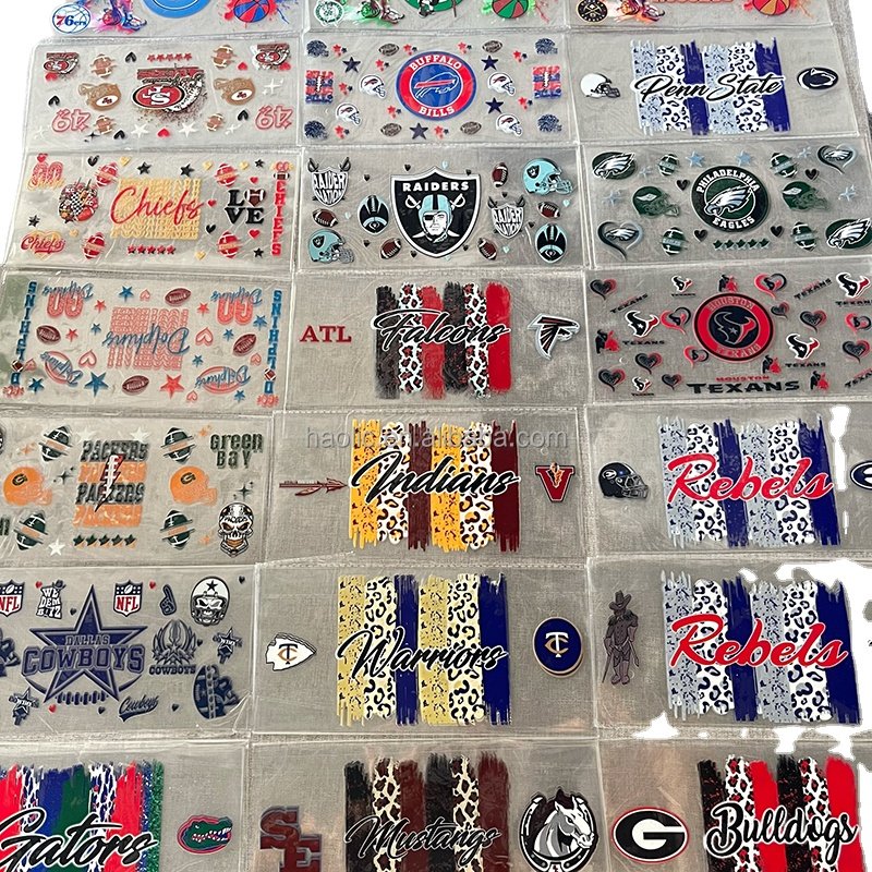 Haolic Custom Logo Decals UV DTF Printing Sticker For Cups UV DTF Cup Wraps Football Teams Basketball UV DTF Cup Wrap Transfers