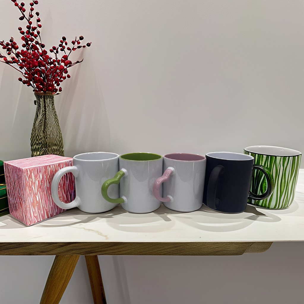 11 oz Ceramic Coffee Mugs Heart Shape Design Sublimation DIY Heat Press Transfer Printing Water Embroidered PET Lid Gift Idea