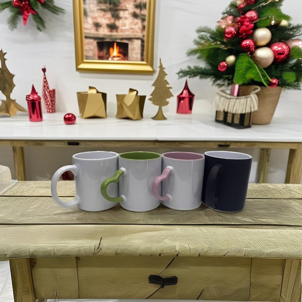 11 oz Ceramic Coffee Mugs Heart Shape Design Sublimation DIY Heat Press Transfer Printing Water Embroidered PET Lid Gift Idea