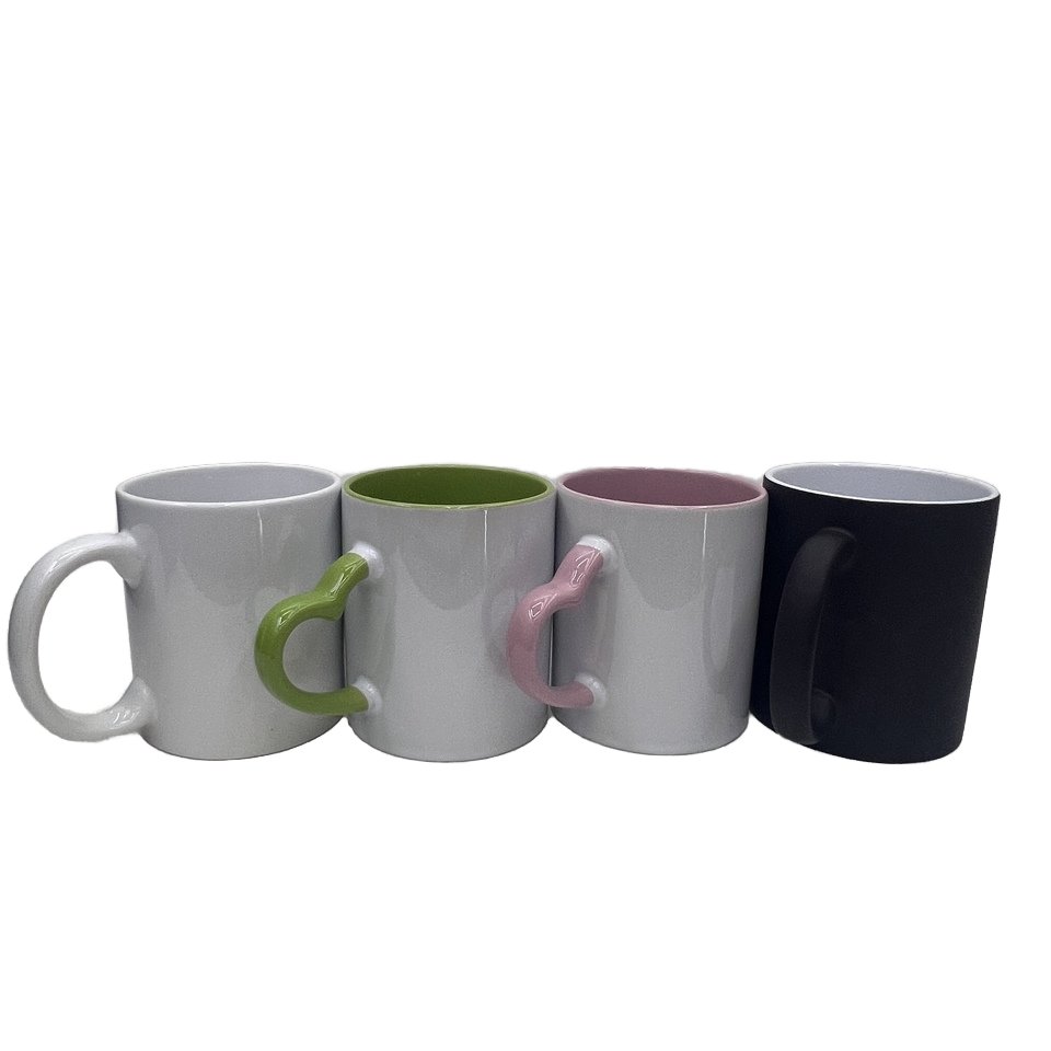 11 oz Ceramic Coffee Mugs Heart Shape Design Sublimation DIY Heat Press Transfer Printing Water Embroidered PET Lid Gift Idea