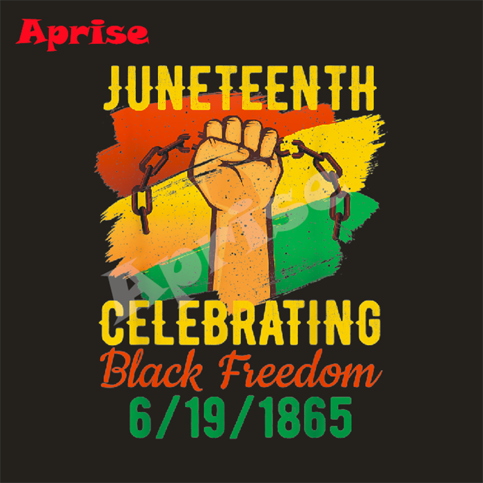 Man heat transfer printing 1865 juneteenth chain Heat motif celebrating black freedom plastisol vinyl iron on for MAN t shirt