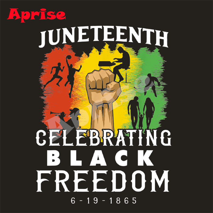Man heat transfer printing 1865 juneteenth chain Heat motif celebrating black freedom plastisol vinyl iron on for MAN t shirt