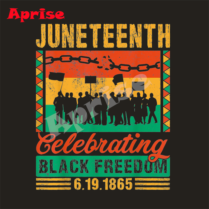 Man heat transfer printing 1865 juneteenth chain Heat motif celebrating black freedom plastisol vinyl iron on for MAN t shirt