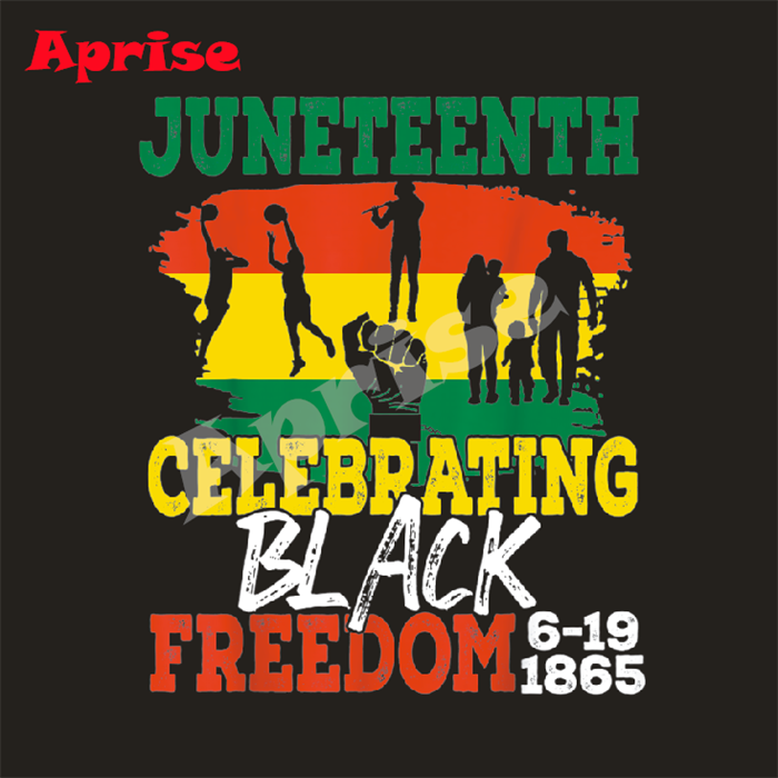 Man heat transfer printing 1865 juneteenth chain Heat motif celebrating black freedom plastisol vinyl iron on for MAN t shirt