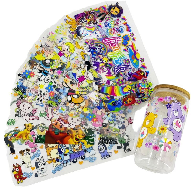 Wholesale 5000+ Design UV Dtf Cup Wraps 16oz Transfers 40oz 24oz 20oz Cartoon UV DTF Transfer Printing For Libbey Cups