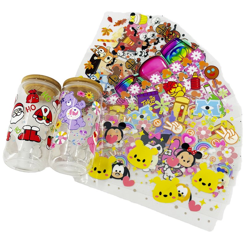 Wholesale 5000+ Design UV Dtf Cup Wraps 16oz Transfers 40oz 24oz 20oz Cartoon UV DTF Transfer Printing For Libbey Cups