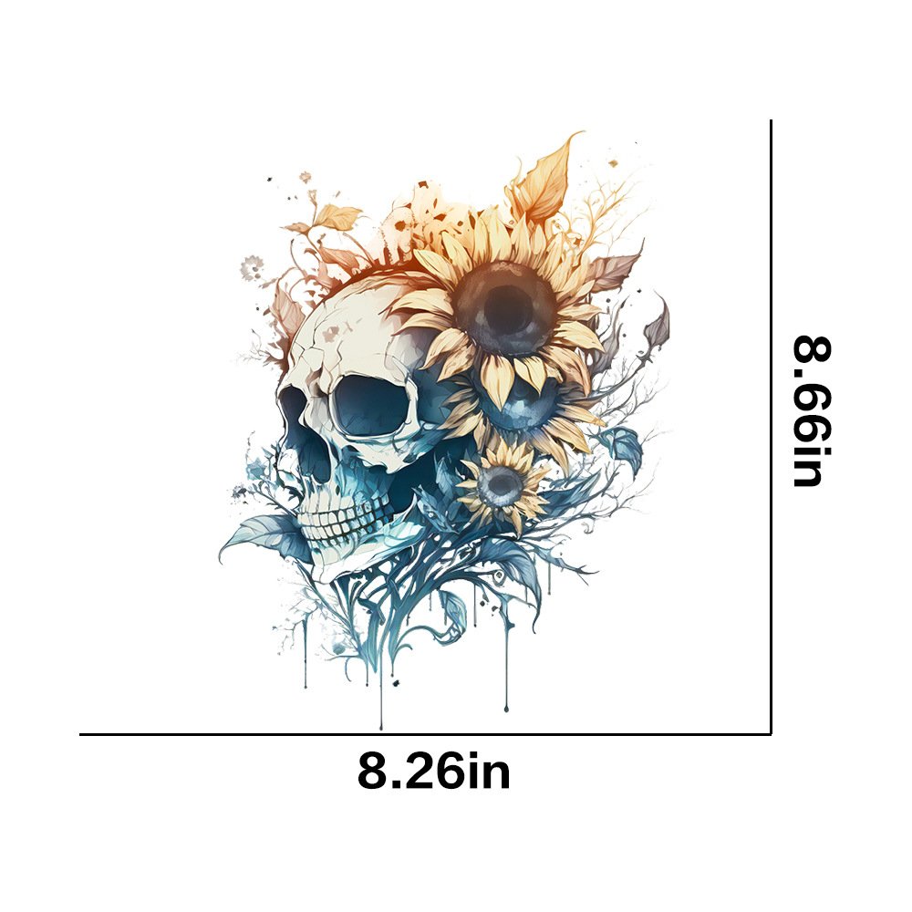 Flower skull hot stamping stickers, skull patterns, clothing printing, hot transfer stickers, in stock