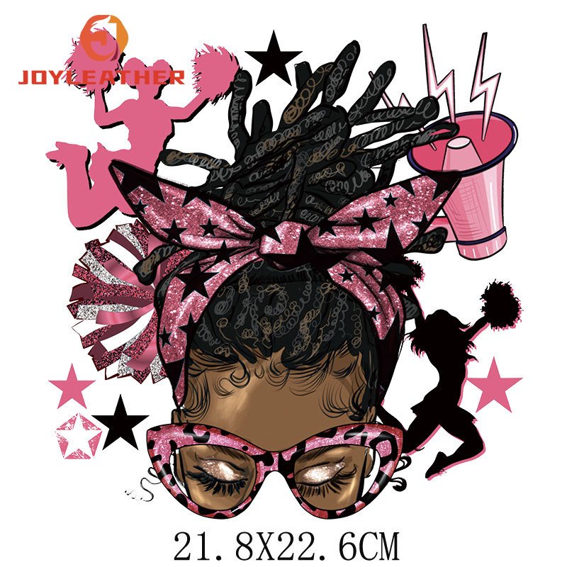 Factory Direct Iron Sticker Black Girl Logo Design Vinyl Press Heat Transfer Printing