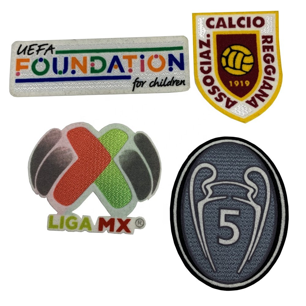 Wholesale Custom Heat Transfer Printing 3D Colorful Sport Club Logo Flocking Patches for Sportswear