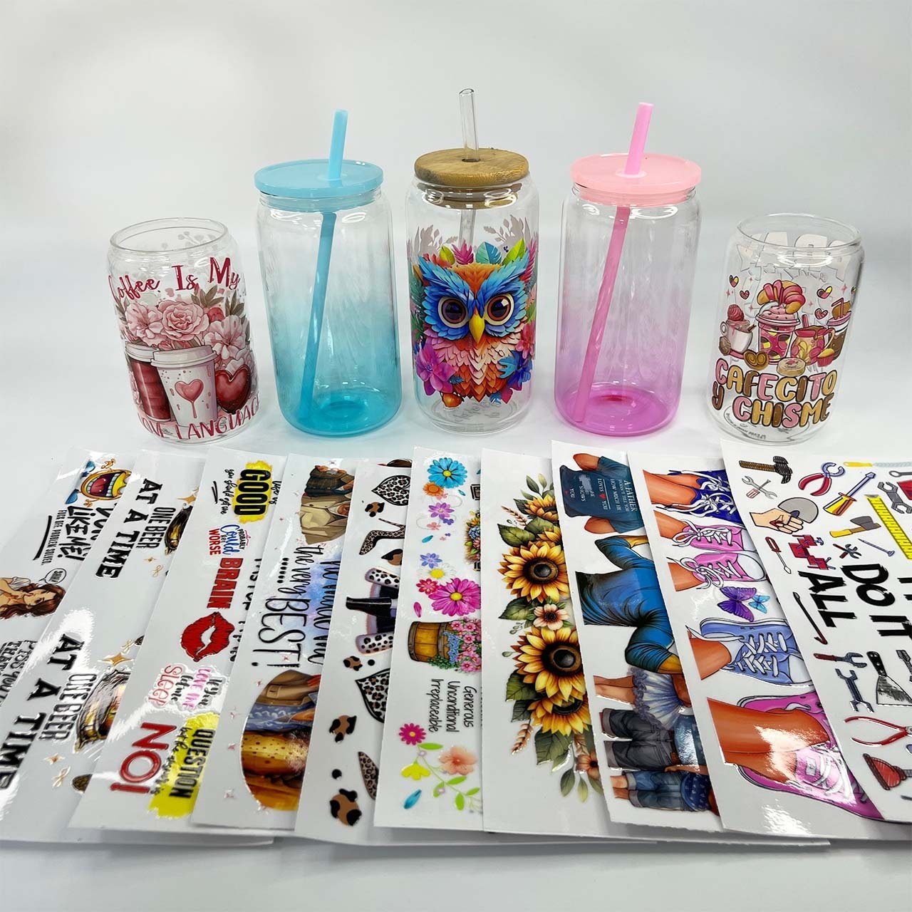 Wholesale factory custom waterproof cattle vinyl sticker labels transfer printing uv dtf wraps 16oz for cup