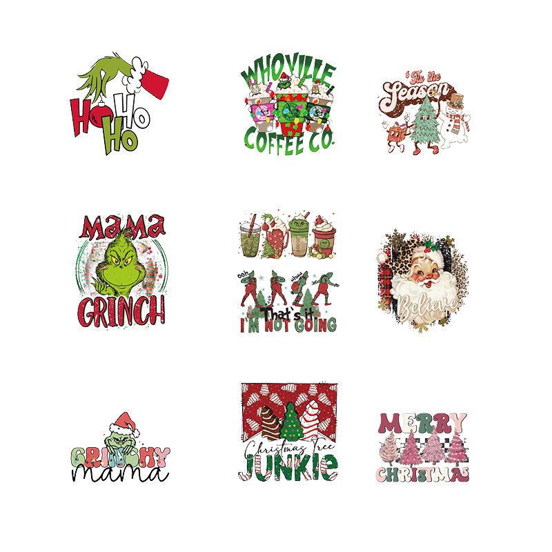 Christmas design dtf transfers heat transfer vinyl designs for t-shirts Hoodies and other clothes screen heat transfer print