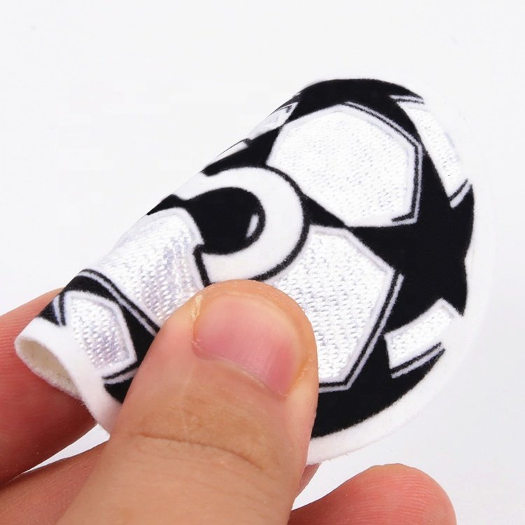 Hot Sale Custom 3d Football Sport Logo Heat Transfer Badges Flock Tatami Background Patches for T Shirts