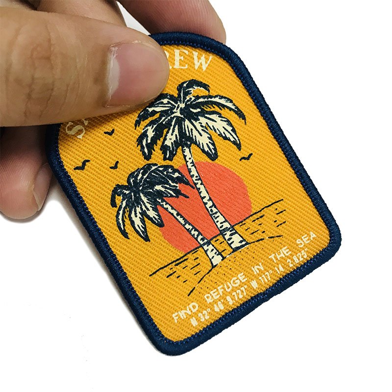 Heat Transfer Printing Patches Merrow Border Custom Brand Logo Garment patch