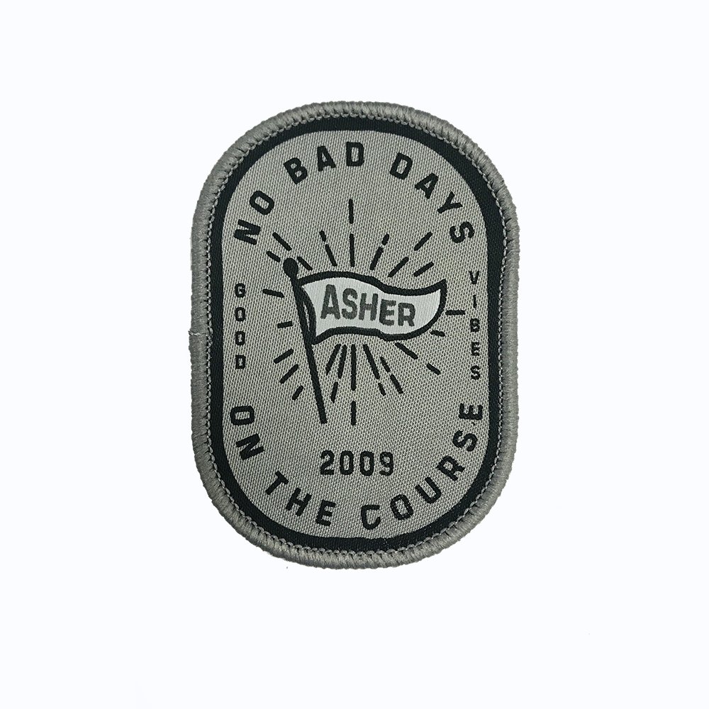 Heat Transfer Printing Patches Merrow Border Custom Brand Logo Garment patch
