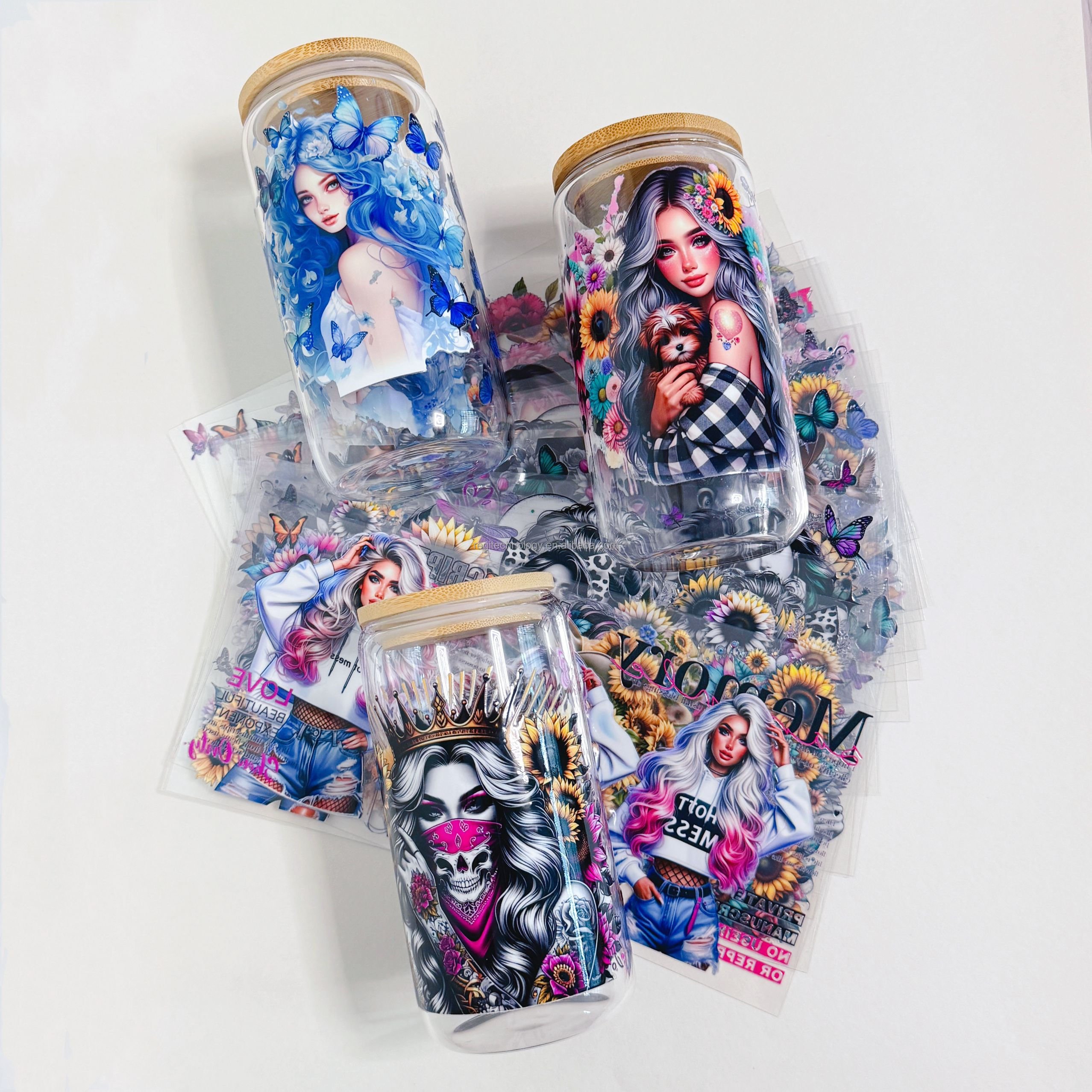 Ready To Ship Custom halloween Design 16oz UV DTF Wrap Cup Glasses Transfer