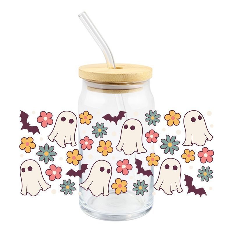 Ghost Uv Dtf Transfer Vinyl Waterproof Dtf Uv Sticker For 12Oz16Oz Cups