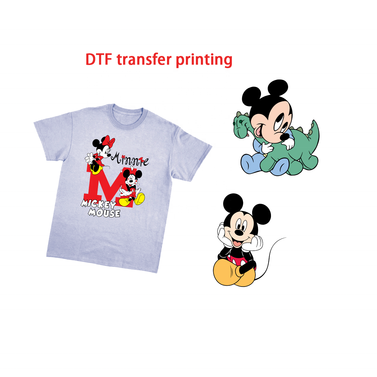 Wholesale cartoon waterproof film colorful vinyl stickers DTF transfers plastosol heat transfer printing for t-shirt