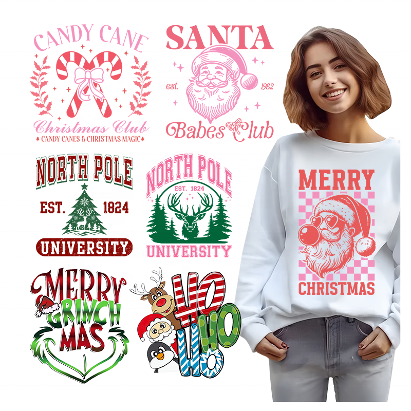 Wholesale New Arrival Vinyl Heat Transfer Christmas Designs Ready to Press Logo Film Iron On Sticker Transfer Printing