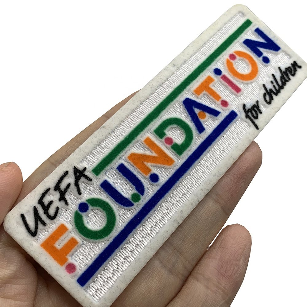 Wholesale Custom Heat Transfer Printing 3D Colorful Sport Club Logo Flocking Patches for Sportswear