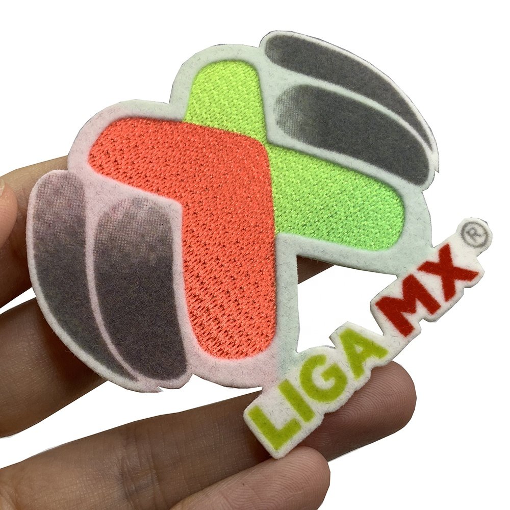 Wholesale Custom Heat Transfer Printing 3D Colorful Sport Club Logo Flocking Patches for Sportswear