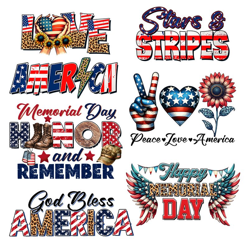 High Quality Factory Customization Independence Day Logo T-Shirts DTF Screen Print Heat Transfer Printing
