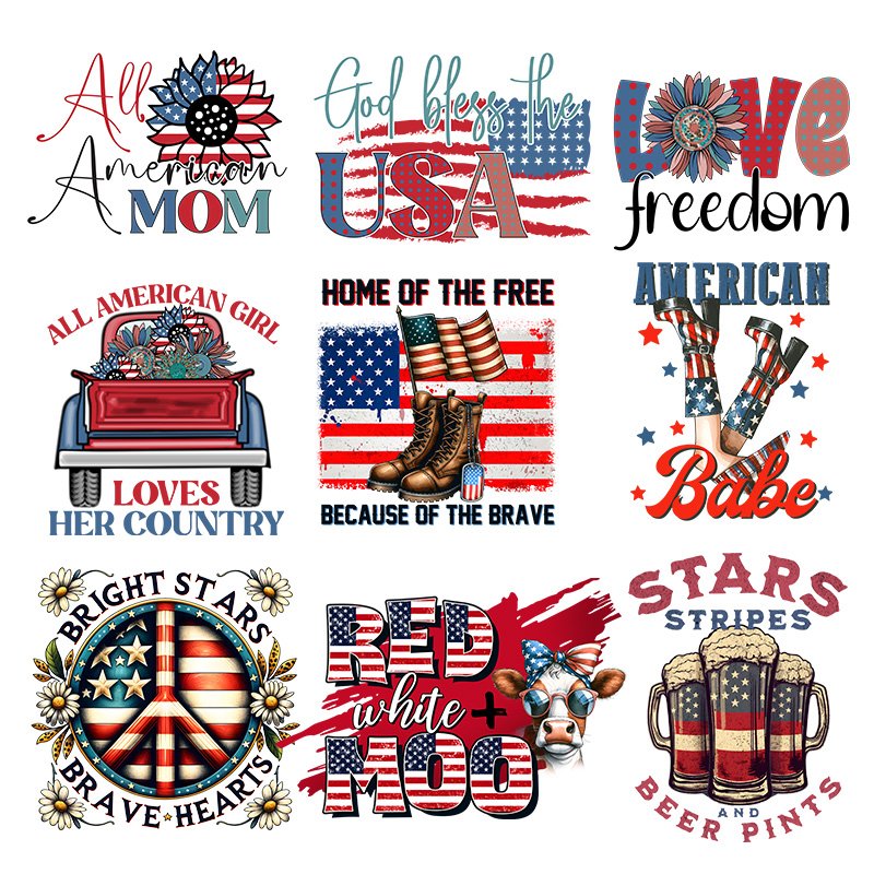 High Quality Factory Customization Independence Day Logo T-Shirts DTF Screen Print Heat Transfer Printing