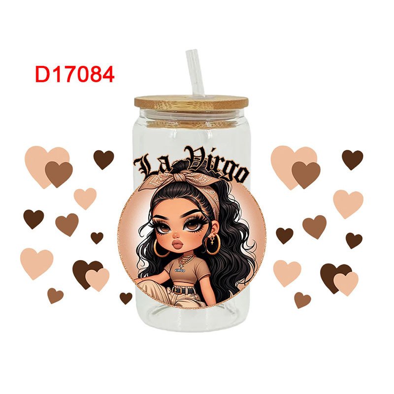 Ready To Ship wholesale Custom girl Design 16oz UV DTF Wrap Cup Glasses Transfer
