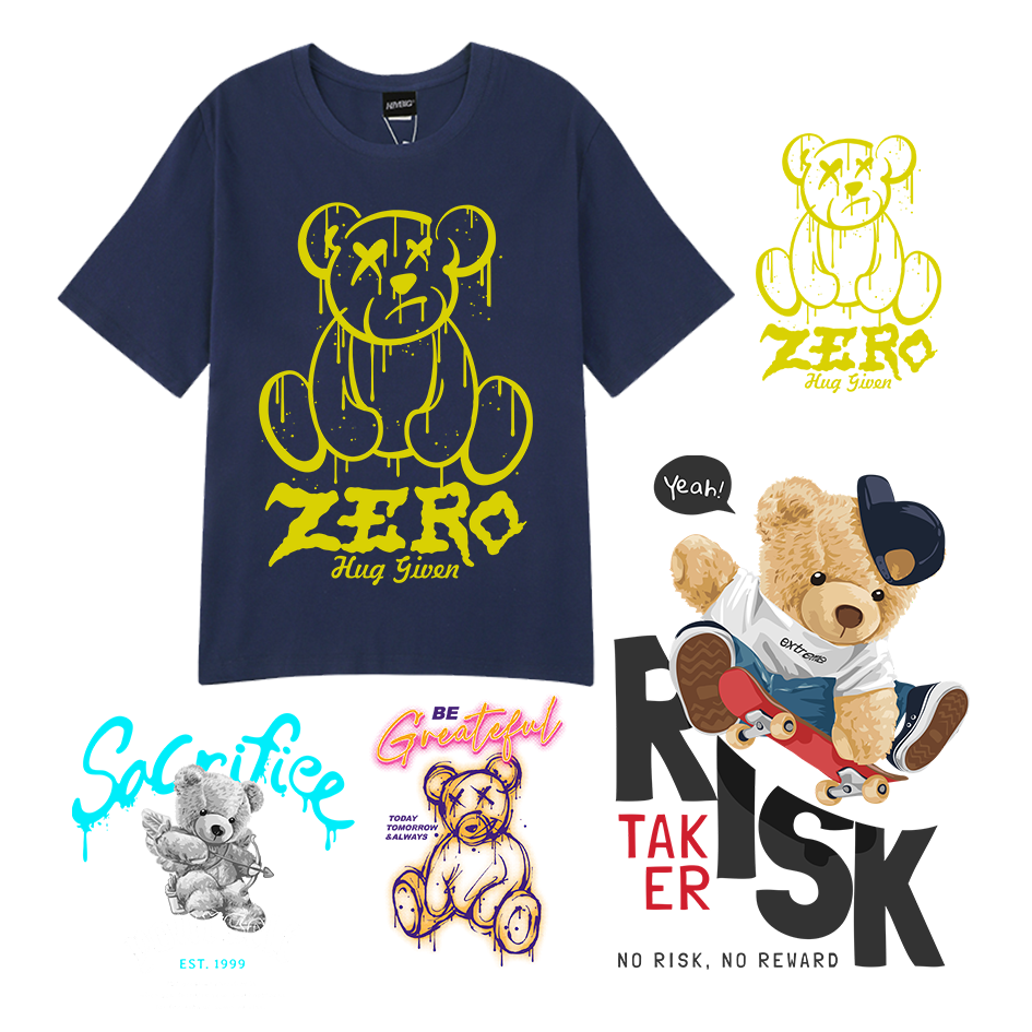 Custom dtf transfers designs ready to press Iron On Sticker Logo Printed Transfers Heat Transfer Designs For T Shirts