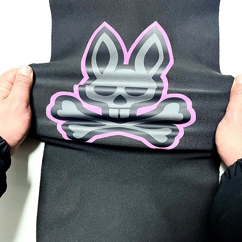 High quality custom cartoon rabbit logo print for clothing packaging labels dtf heat screen print transfers