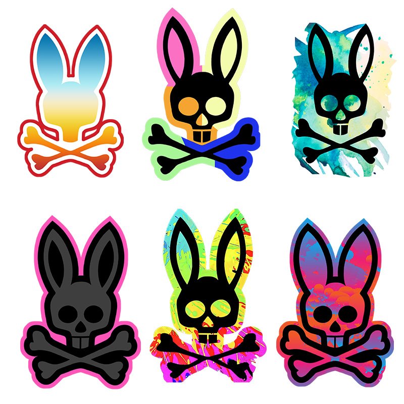 High quality custom cartoon rabbit logo print for clothing packaging labels dtf heat screen print transfers